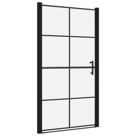vidaXL Shower Door - Tempered Glass, Black Frame, Adjustable Profile, Easy Clean, Minimalist Design - Size 39.4"x70.1"