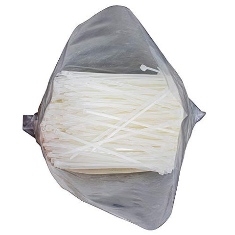 Brock 1000 Pc Bag Natural White Nylon 4" Cable Zip Ties Self Locking Head UV Heat Resistant Outdoor Indoor for Bundling Tag Hold Wires Cords Crafts