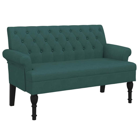 vidaXL 47" W Small Loveseat, Fabric Chesterfield Sofa with Button Tufting & Rolled Armrests for Small Spaces, 2 Seater Couch for Living Room & Bedroom, Dark Green