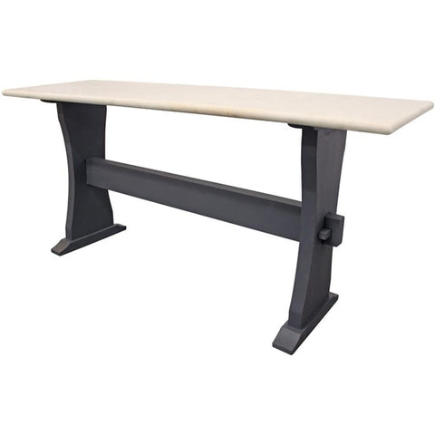 Moti Orlando Marina Console Table with Marble Top and Solid Wood Base in Black