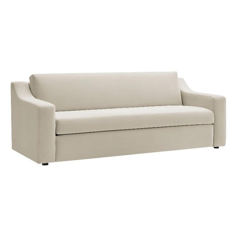 Modway Liora 87 Inch Stain-Resistant Performance Velvet Sofa in Alabaster - 3 Seater Upholstered Sofa Couch for Living Room Seating - Comfy Deep Seat Sofa with Scoop Arms