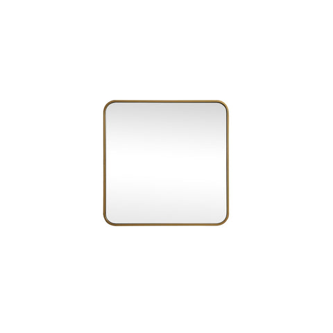 Elegant Decor Evermore 24x24 Soft Corner Square Metal Mirror in Brass