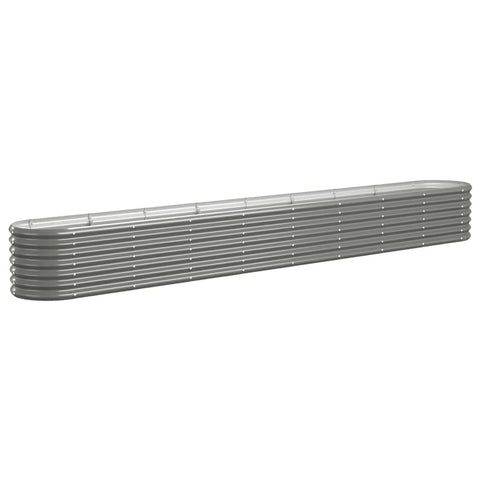 vidaXL Garden Raised Bed - Outdoor Oval Planter Box - Powder-Coated Steel - Gray - DIY Garden/Patio/Balcony Decor