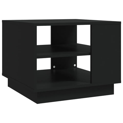 vidaXL Black Engineered Wood Coffee Table - Modern Square Side/Couch Table for Living Room, with Storage Shelves and Durable Construction, Easy to Clean