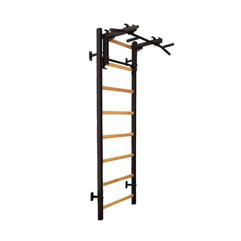 BenchK 231B Wallbars, Certified Stall Bars with Multifunctional Convertible Steel 6-Grip Pull Up Bar that can also be used as a Barbell Holder, Wall Mounted for Home Workout, Full Body Stretching, Gym