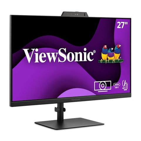ViewSonic VG2741V 27 Inch 1080p IPS Video Conferencing Monitor with Integrated Windows Hello Certified IR 5MP Webcam, Built-in Microphone, Advanced Ergonomics, USB C, HDMI, and DisplayPort Inputs