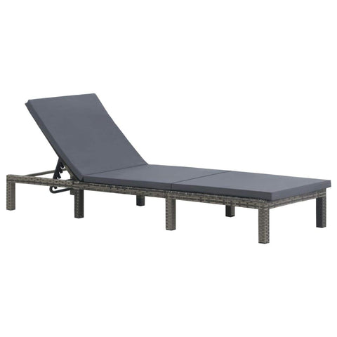 vidaXL Adjustable Sun Lounger with Cushion | Weather Resistant PE Rattan with Five Position Backrest, Perfect for Patio or Pool, Comfortable and Durable Outdoor Recliner Lounge Seating