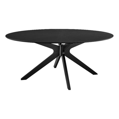 Modway Crossroads 71" Oval Wood Dining Table, Wood Veneer, Seats 6, Easy to Assemble in Black