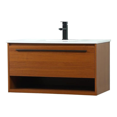 Elegant Decor Roman 36" Aluminum Alloy MDF Single Bathroom Vanity in Teak