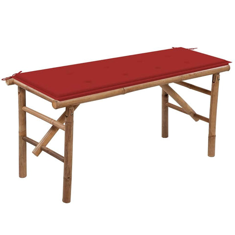 vidaXL Folding Patio Bench with Cushion Garden Outdoor Balcony Backyard Terrace Lounge Seating Home Furniture Foldable 46.5" Bamboo