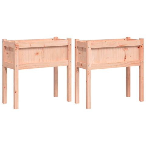 vidaXL Set of 2 ic Wooden Garden Planters Solid Douglas Fir Outdoor for Herbs Flowers and Vegetables 27.6 in Rectangular Plant Box Balcony Patio Terrace Use Planter Large Stand Flower Boxes Herb