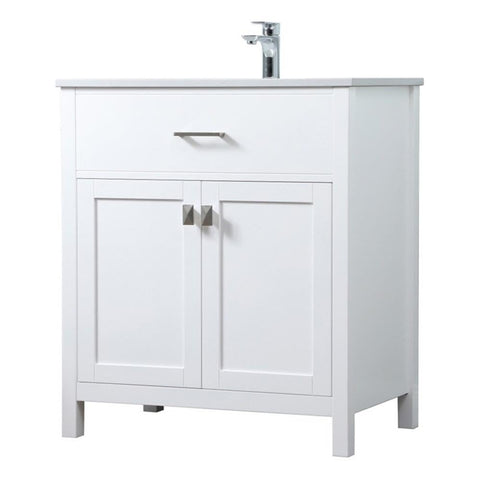 Elegant Kitchen and Bath Harrison 30" Solid Wood Single Bathroom Vanity in White