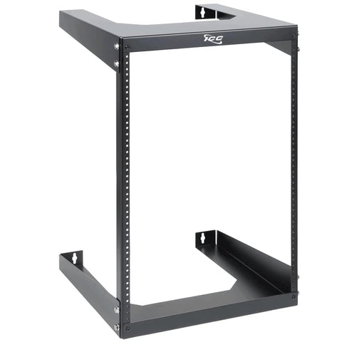 ICC 15U Wall Mount 19? Open Frame Server Rack – 18? Deep Cold-Rolled Steel, 125?lb Load Capacity – Network Rack for Patch Panels, Switches, AV, IT & Telecom Equipment Installations
