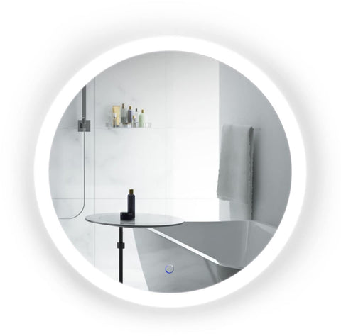 Krugg Sol Round 32" Round Back-Lit LED Bathroom Mirror w/Dimmer & Defogger