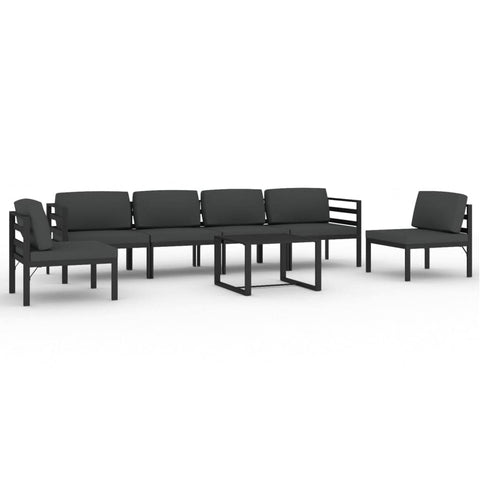 vidaXL Patio Lounge Set 7 Piece with Cushions Garden Outdoor Lawn Yard Terrace Balcony Seat Seating Sofa Furniture Aluminum Anthracite