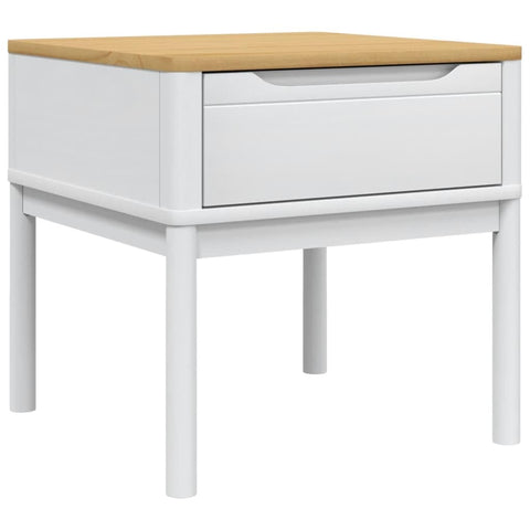 vidaXL Lamp Table, Side Table with Storage, Accent Table, Occasional Table for Living Room Bedroom, Modern Style, White Solid Wood Pine