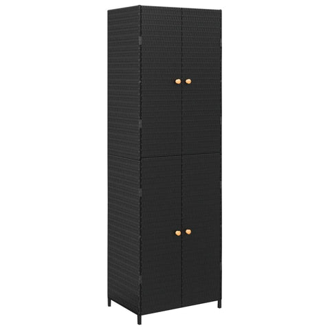 vidaXL Garden Storage Cabinet Black 23.2 in.x15.7 in.x70.9 in. Poly Rattan