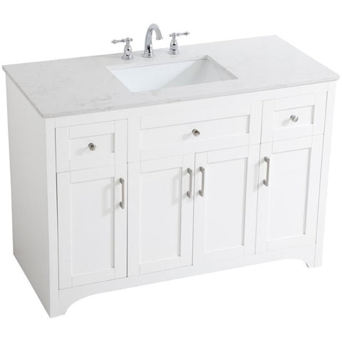 Elegant Decor Moore 48" Single Quartz Top Bathroom Vanity in White