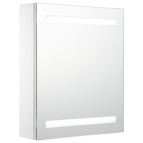 vidaXL Wall-Mounted LED Bathroom Mirror Cabinet with Ample Storage and Soft Light for Makeup Application, Crafted from Durable MDF in Silver and White Finish
