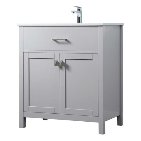 Elegant Kitchen and Bath Harrison 30" Solid Wood Single Bathroom Vanity in Gray