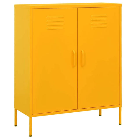 vidaXL Storage Cabinet, File Cabinet for Home Office, Freestanding Drawer Cabinet with Adjustable Shelves, Industrial Style, Mustard Yellow Steel
