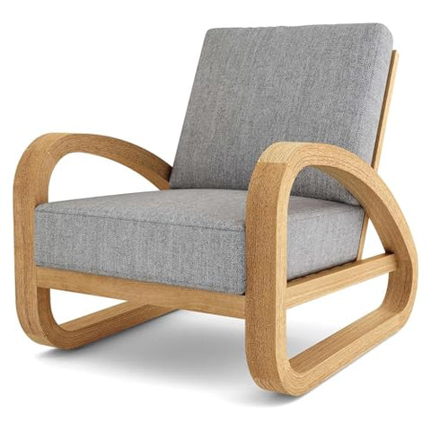 Oakestry Malaga Lounge Chair Premium Teak Wood Outdoor Armchair Deep Seating Patio Furniture Modern Garden Lounge Luxury Weather Resistant Relaxing Chair for Balcony Terrace and Poolside