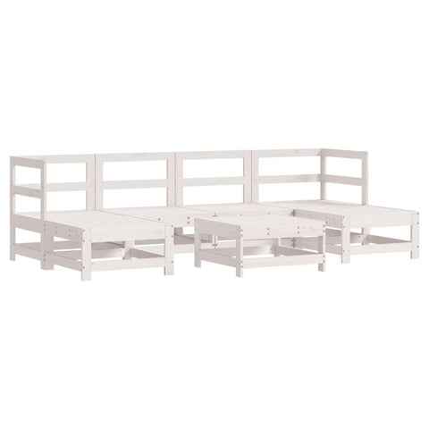 vidaXL Patio Lounge Set 7 Piece, Patio Furniture Set with Coffee Table, Wooden Outdoor Sofa for Garden Lawn Backyard Terrace, White Solid Wood Pine