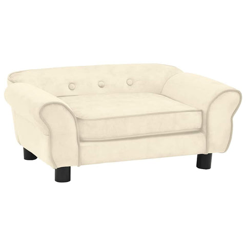vidaXL Cream Plush Dog Sofa for Small Breeds 28.3X17.7X11.8 in Durable Couch with Removable Cover Non Slip Base Ideal Indoor Pet Lounger Living Room and Bedroom Sofas Couches Cat Bed Furniture