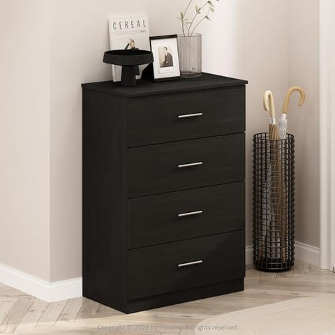 Furinno Frans Simple Design Console Table with 4 Drawers for Entryway Living Room Americano