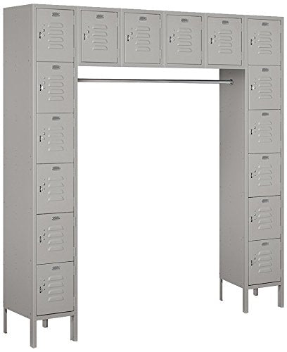 12 Inch Wide Six Tier Box Style Bridge Standard Metal Locker - 16 Box - 18 Inches Deep - Gray - Unassembled