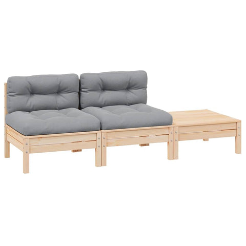 vidaXL 3 Piece Patio Lounge Set with Gray Cushions Solid Pinewood, Garden Lounge Set, Outdoor Lounge Set, Wooden Lounge Set, Garden Lounge Sets
