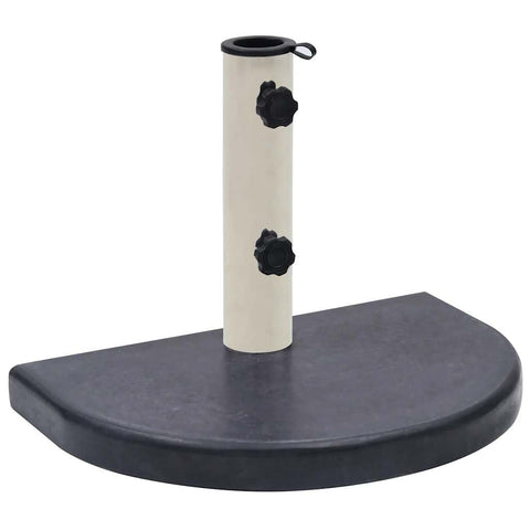 vidaXL Half-Round Black Umbrella Base, Durable Granite Construction, Stainless Steel Tube, Adapters for Various Parasol Sizes, Stable Garden Furniture Accessory - 15.7"x11"x1.6" - 22 lb Weight
