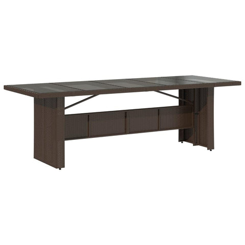 vidaXL Patio Table - Outdoor Garden Patio Furniture, Brown Poly Rattan Glass top, Rectangular 94.5"x35.4"x29.5", uv- for Garden, Deck, Terrace use
