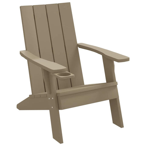 vidaXL Patio Adirondack Chair - Weather- Polypropylene Outdoor Seating with Cupholder - Comfortable Backyard Garden Furniture in Light Brown