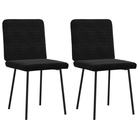 vidaXL Black Velvet Dining Chairs Set of 2 - Soft Kitchen Seating with Sturdy Frame for Living Room or Guest Area