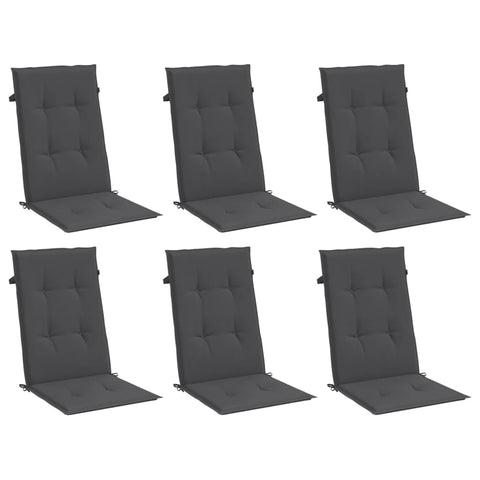 vidaXL Melange Anthracite Highback Chair Cushions Set of 6 | 47.2 x 19.7 x 1.6 in UV Resistant Fabric for Indoor and Outdoor Use Non Slip Design Comfort Cushion Garden Patio Pad Seat Sofa Pillow