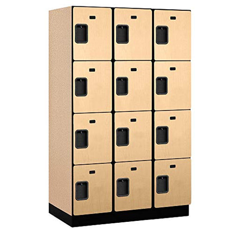 Salsbury Industries, 6-Feet High by 21-Inch Deep, Maple 4-Tier Extra Designer Wood Locker with Three Wide Storage Units