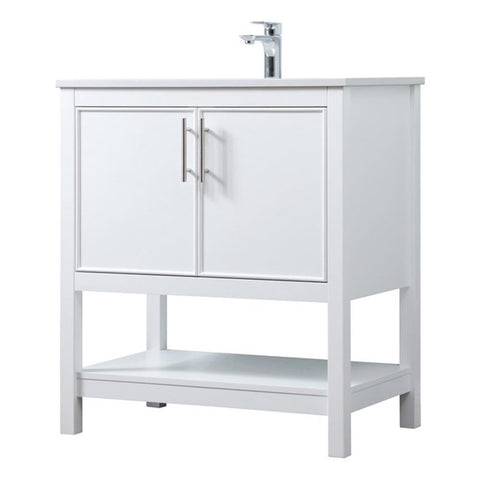 Elegant Kitchen and Bath Everett 30" Solid Wood Single Bathroom Vanity in White
