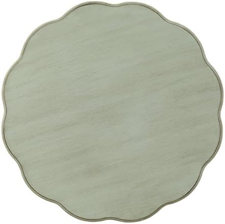 Acme Fordon Round Wooden End Table with Bottom Shelf in Antique Green