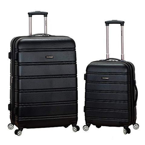 Rockland Melbourne Hardside Expandable Spinner Wheel Luggage, Black, 2 Piece (20"/28")
