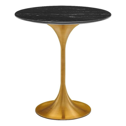 Modway Gold and Black Lippa Round Artificial Marble Side Table EEI-5685-GLD-BLK