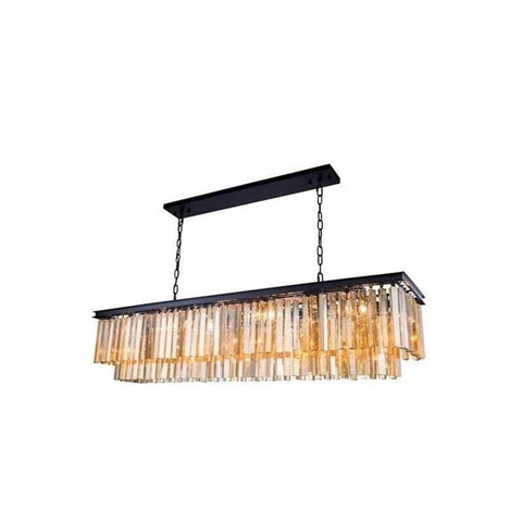 Elegant Lighting Sydney Collection 13-Light Pendant Lamp with Royal Cut Golden Teak Crystals, Mocha Brown Finish