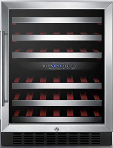 Summit Appliance SWC530BLBISTCSSADA ADA Compliant Dual Zone 24" Wide Built-In Wine Cellar with Glass Door, Digital Thermostat, Stainless Steel Trimmed Shelves and Stainless Steel Wrapped Cabinet