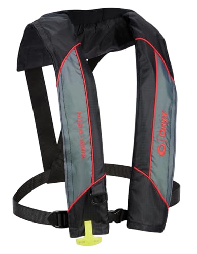 ONYX M-24 Essential Manual Inflatable Life Jacket, U.S. Coast Guard Approved, Lightweight, Low Profile, Approved for 16 Years of Age and Over; Over 80 pounds