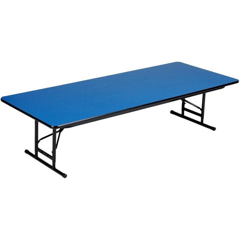Correll 24"x48" Short Adjustable Height Heavy Duty Commercial, Light Blow Molded Plastic Folding Table, Blue Top, USA Made (RA2448S-27)