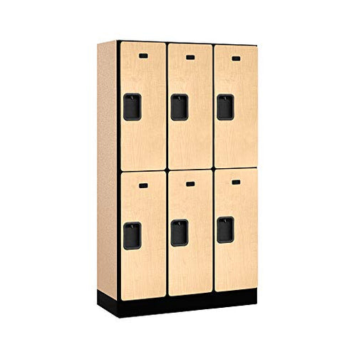 12 Wide Double Tier Designer Wood Locker - 3 Wide - 5 Feet High - 15 Inches Deep - Maple