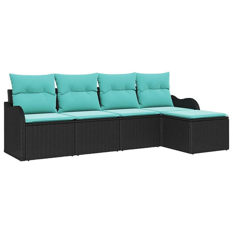 vidaXL Garden Sofa Set 5 pcs Black Poly Rattan, Outdoor Sofa Set, Stylish Modular Design, UV-Resistant and Lightweight Rattan Lounge Furniture, Perfect for Garden or Terrace