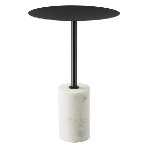 Modway EEI-6605-WHI-BLK Lyric Round Side Table, White Black