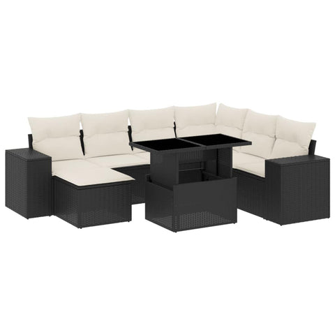 vidaXL Patio Sofa Set with Cushions 8 Piece, Garden Lounge Set, Outdoor Conversation Set, Sectional Sofa for Garden Balcony, Black Poly Rattan