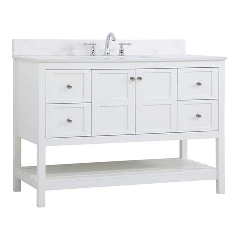 Elegant Decor Theo 48" Solid Wood Single Bathroom Vanity w/Backsplash in White